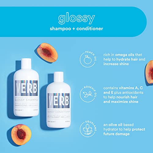 Verb Glossy Shampoo & Conditioner Duo – Adds Shine to Dull, Damaged Hair – Vegan and Paraben, Sulfate and Gluten Free - Hydrating Shampoo and Conditioner Set, 12 fl oz