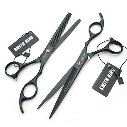 7.0 Inches Professional hair cutting thinning scissors set with razor (Black)